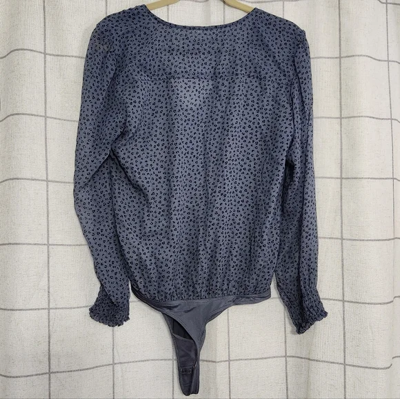 Abercrombie and Fitch Bodysuit Sheer Blue Cheetah Print - Picture 5 of 5